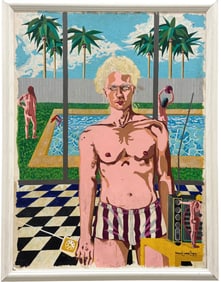 BERNARD JAMES FLYNN (20th c, American) Los Angeles Pool Party Scene