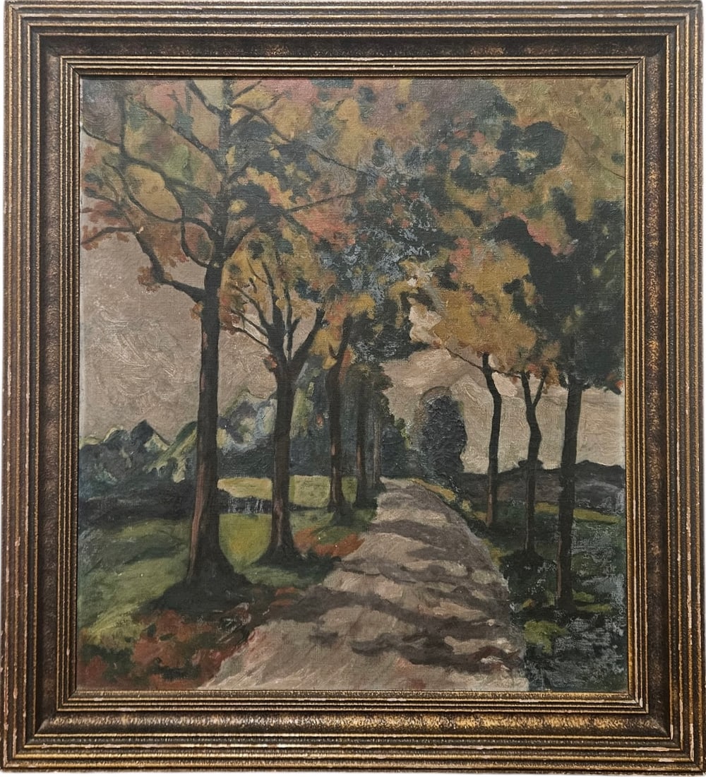 CARRIE HILL (1875-1957, American) Alabama Woman Artist: Oil on canvas 16 x 18 in, 19 3/4 x 21 3/4 in. Domestic Flat Shipping Price: $80. The signature is inscribed on the wood stretcher bar on the back of the painting. Alabama native Carrie L. Hill, active