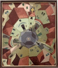 PENNY COSENTINO (20th c, Florida/Bermuda) Cubist Townscape