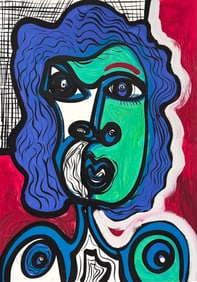 PETER KIEL (20th c, German American) Monumental Figural Abstract