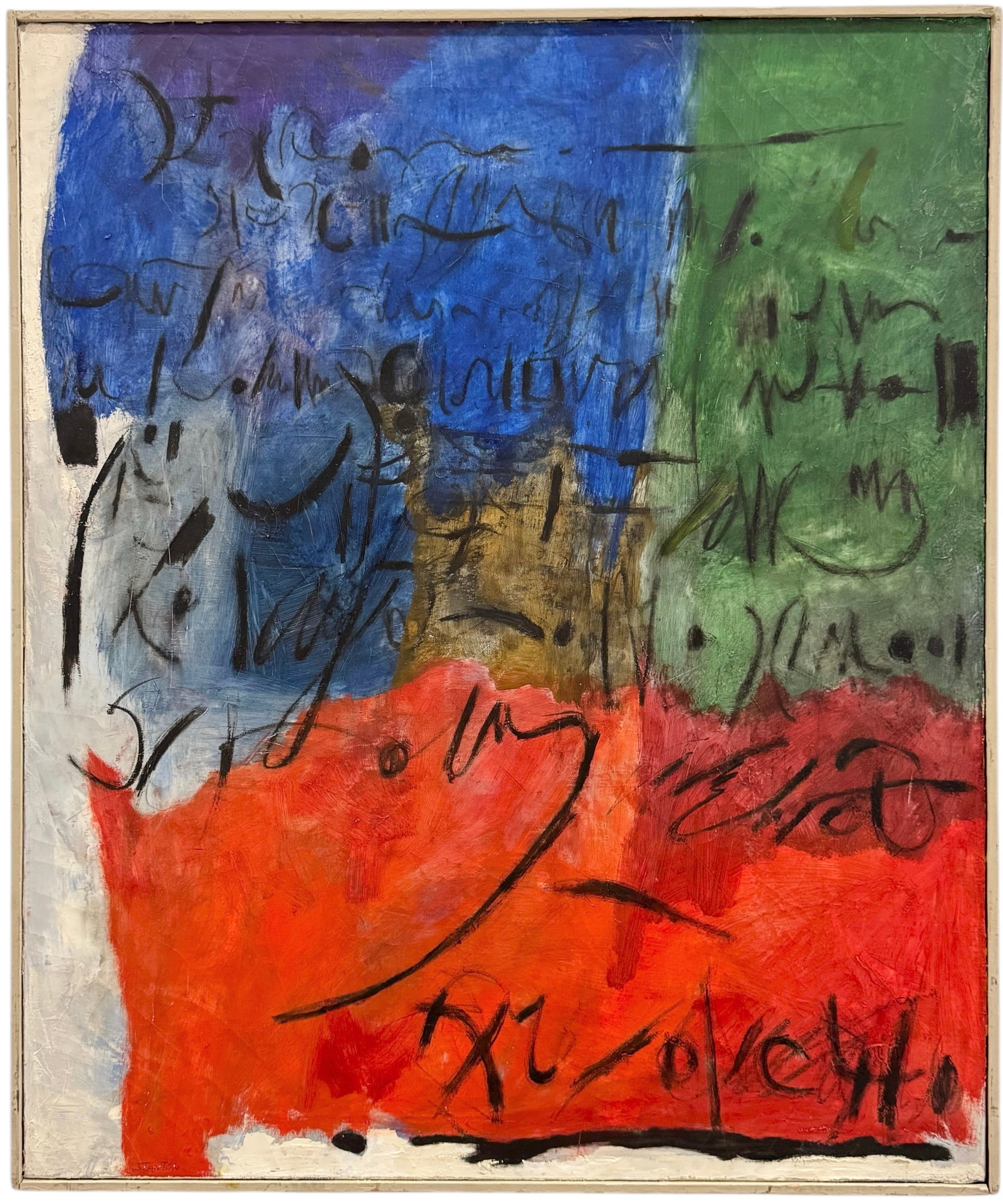 LOUISE PARSONS STANTON (1915-2005, American) Abstract, Illinois Artist: Oil on canvas 30 x 25 in. Domestic Flat Shipping Price: $110