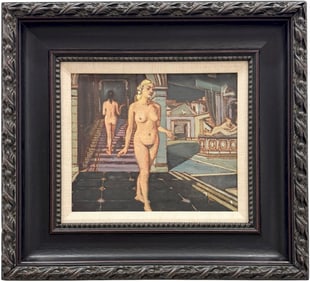 Nicely Framed Interior Scene With Nude Women Oil Painting