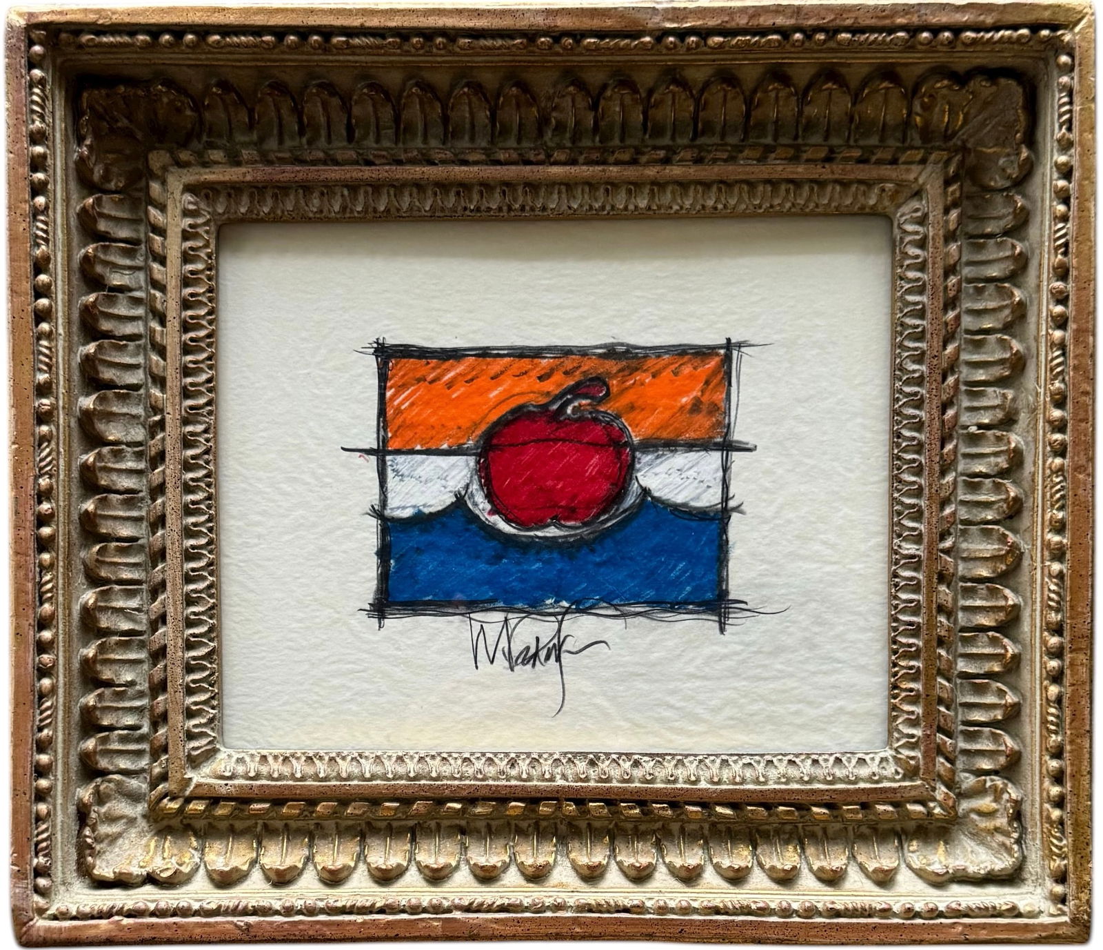 Nicely Framed Ukrainian Abstract Pastel With Apple Signed Makov (1 of 3)