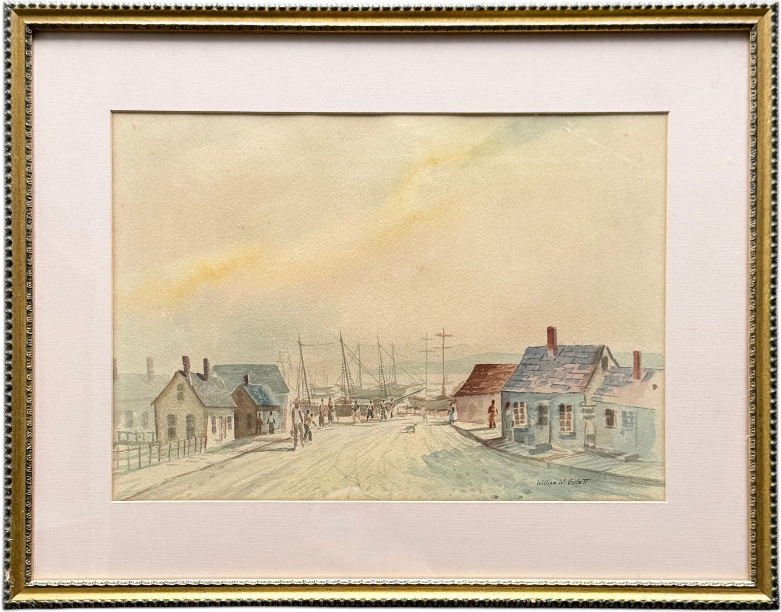WILLIAM W GILLETT (20th c, American) Gloucester Harbor Watercolor (1 of 3)