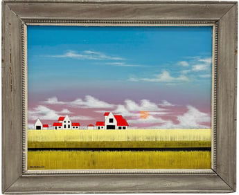 BOB MILDREXLER (20th c, American) Missouri Artist, Landscape With Houses