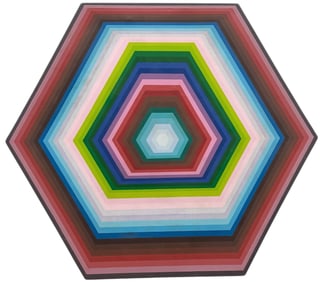 STANFORD SLUTSKY (b. 1941, American) Monumental Op Art Abstract Formed Canvas