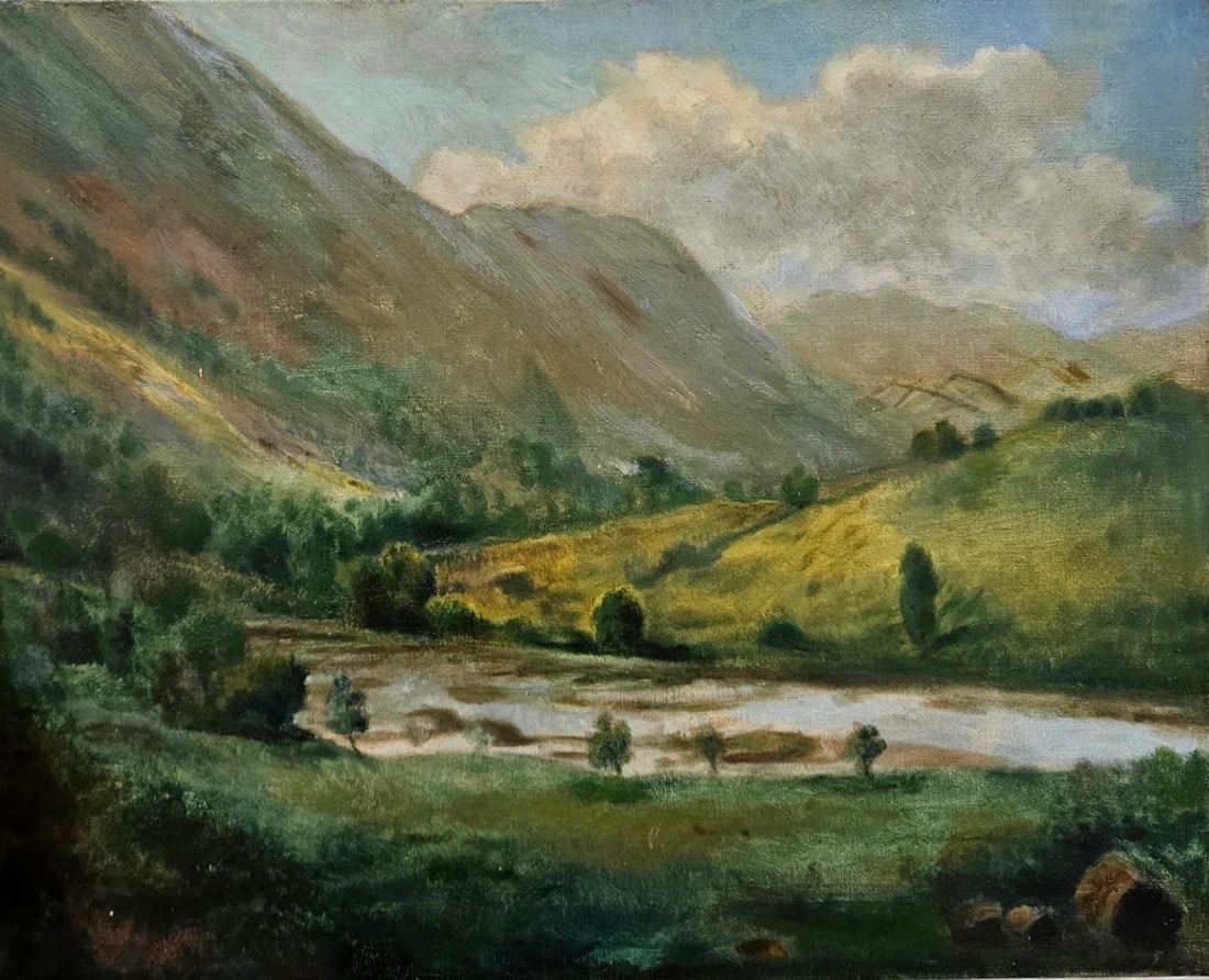 19th Century American Impressionist California Landscape Oil Painting: oil on canvas 16 x 20 in. Domestic Flat Shipping Price: $65