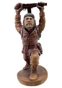 JOSE MORALES Carved Wooden Sculpture Of Che 13"