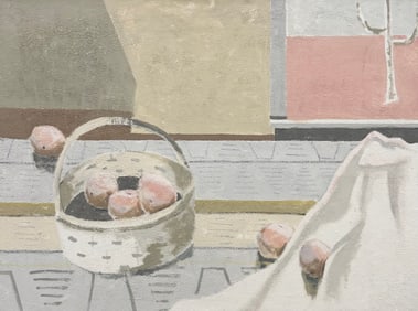 Monumental American School Still Life Of Apples Oil Painting