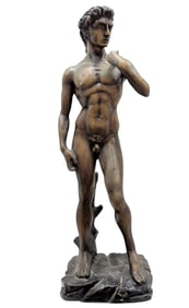 Modernist Male Nude Bronze Sculpture Of David
