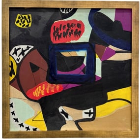 Contemporary Abstract Expressionist Acrylic & Collage Mixed Media Painting