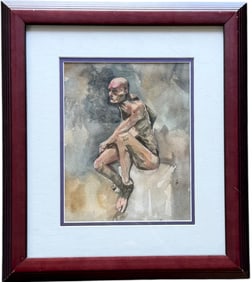 JUAN LUIS ILISASIGUI (b. 1964 Cuba) Male Nude Watercolor