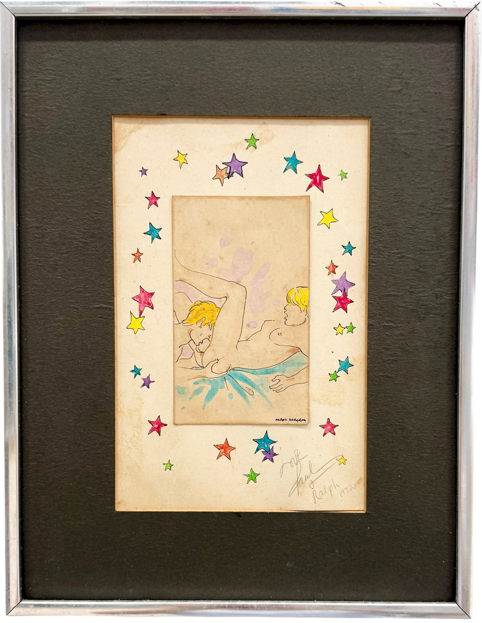 RALPH HODGDON (1934-2025, American) Homoerotic Watercolor: Watercolor and ink 13 x 10 in. Domestic Flat Shipping Price: $45