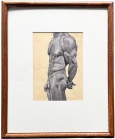 Nicely Framed Print, Vintage Male Nude Study