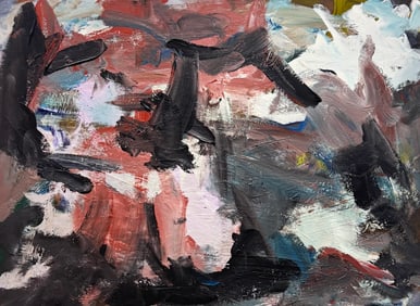 Vintage American Abstract Expressionist Acrylic On Canvas Painting