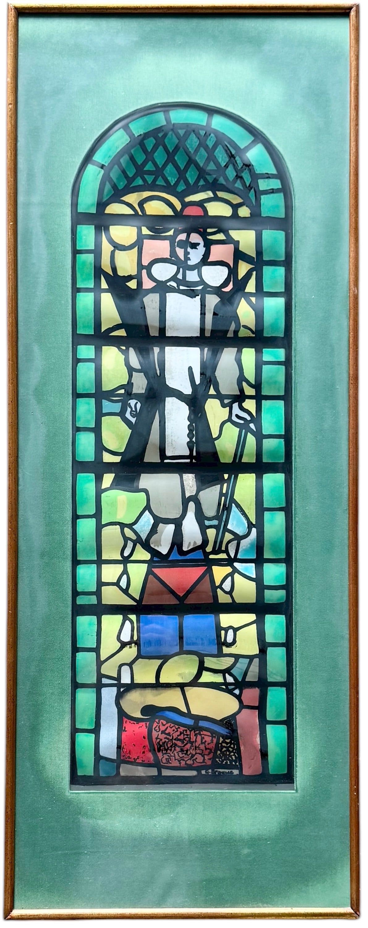 GEORGES BRAQUE Stained Glass Window Working Wall Light: Size 46 x 17 1/2 x 2 1/4 in. Domestic Flat Shipping Price: $120