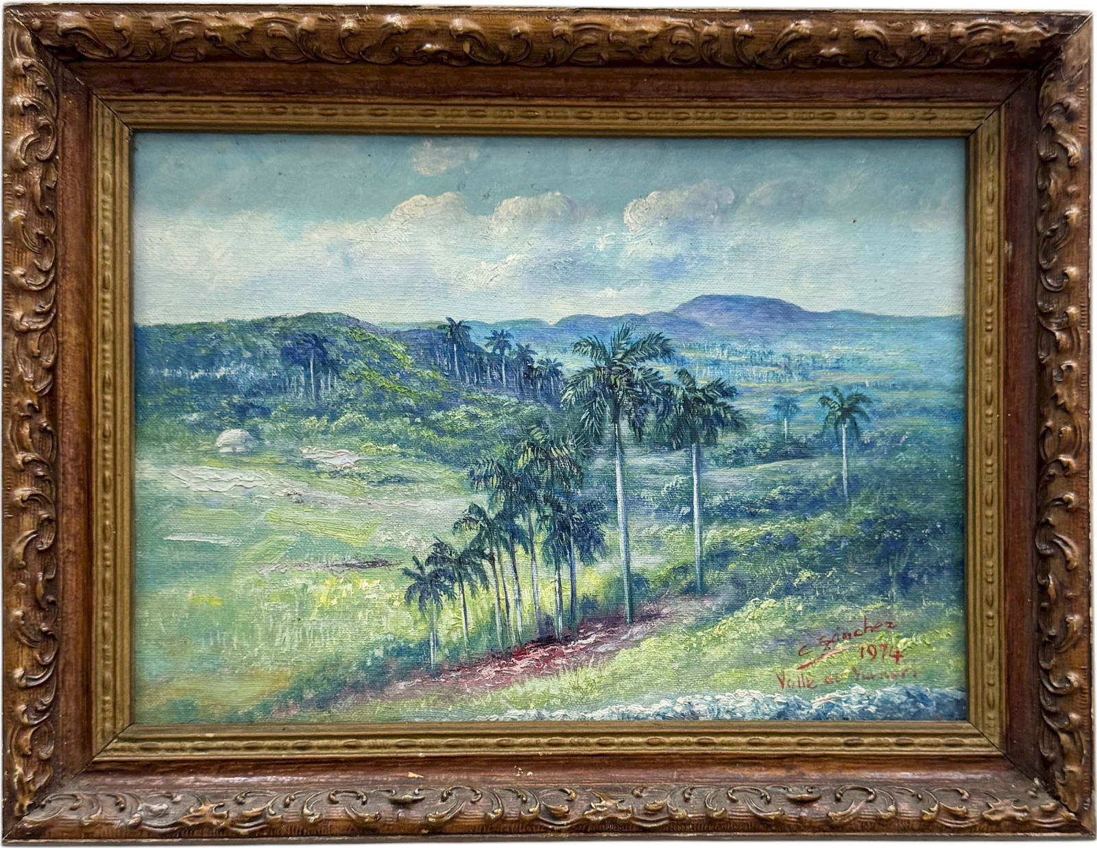 Cuban Landscape Valle De Yumurí Signed C. Sanchez 1974 Oil Painting (1 of 3)