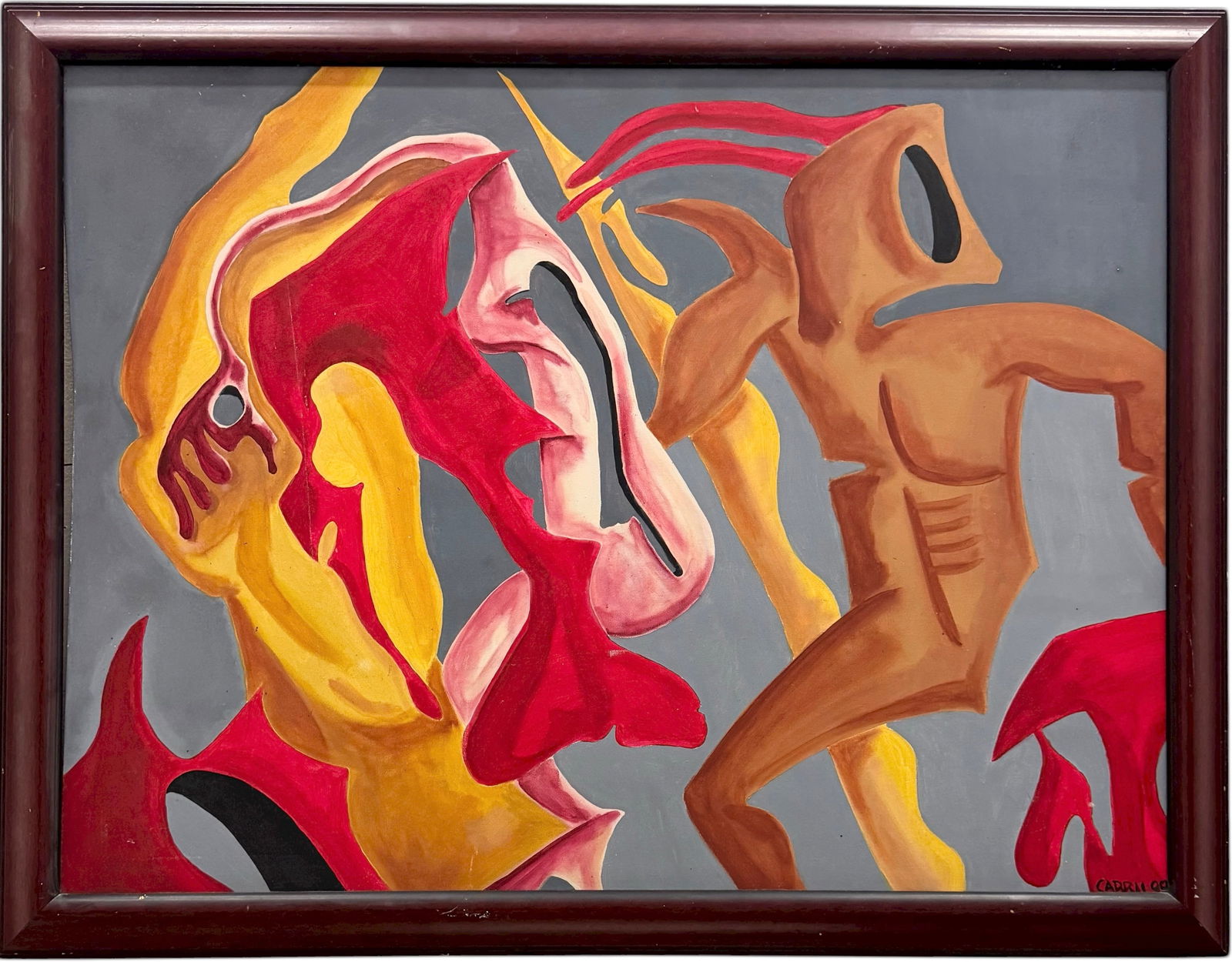 Large Vintage Biomorphic Constructivist Signed Abstract Oil Painting (1 of 4)