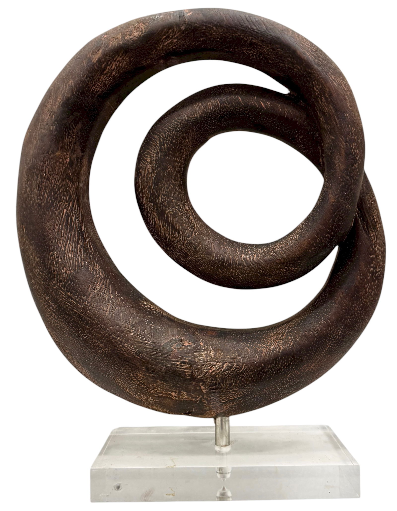 Contemporary Wood Abstract Sculpture On Lucite Base (1 of 2)