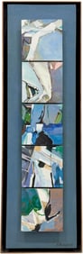 Nicely Framed Vintage Abstract Expressionist With 5 Panels Signed & Dated 1993