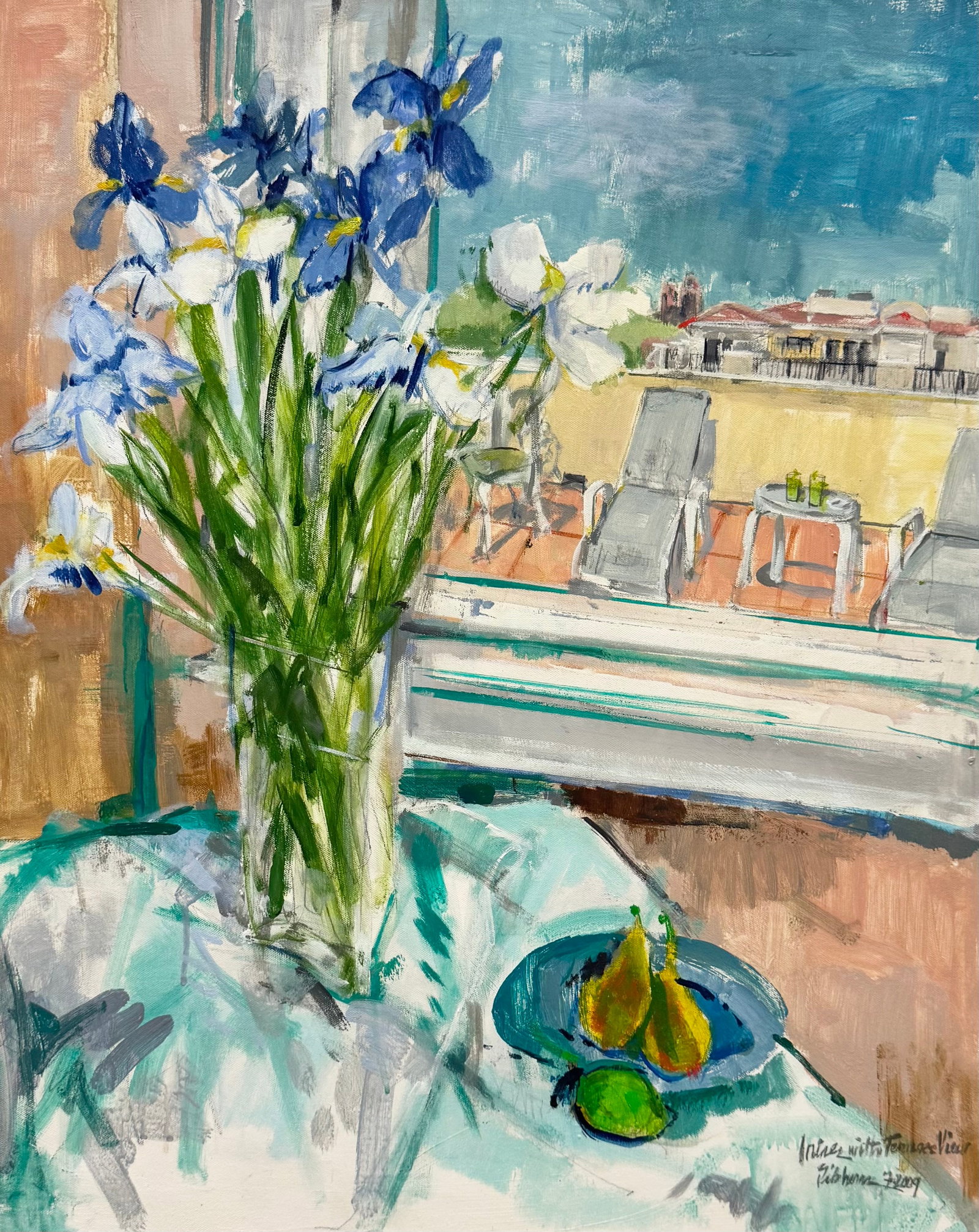 WILLIAM SIBBERNS (20th c, American) Summer Still Life Of Flowers: Oil on canvas 30 x 24 in. Domestic Flat Shipping Price: $90