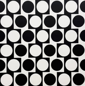 TIM RAY FISHER (20th c, American) Large Black & White Op Art Abstract