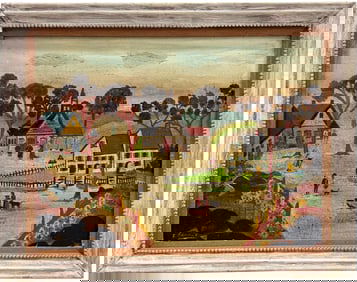 ISIDOR GRANDPA SOMMER (20th c, Romanian American) Folk Art, Little School In Brooklyn