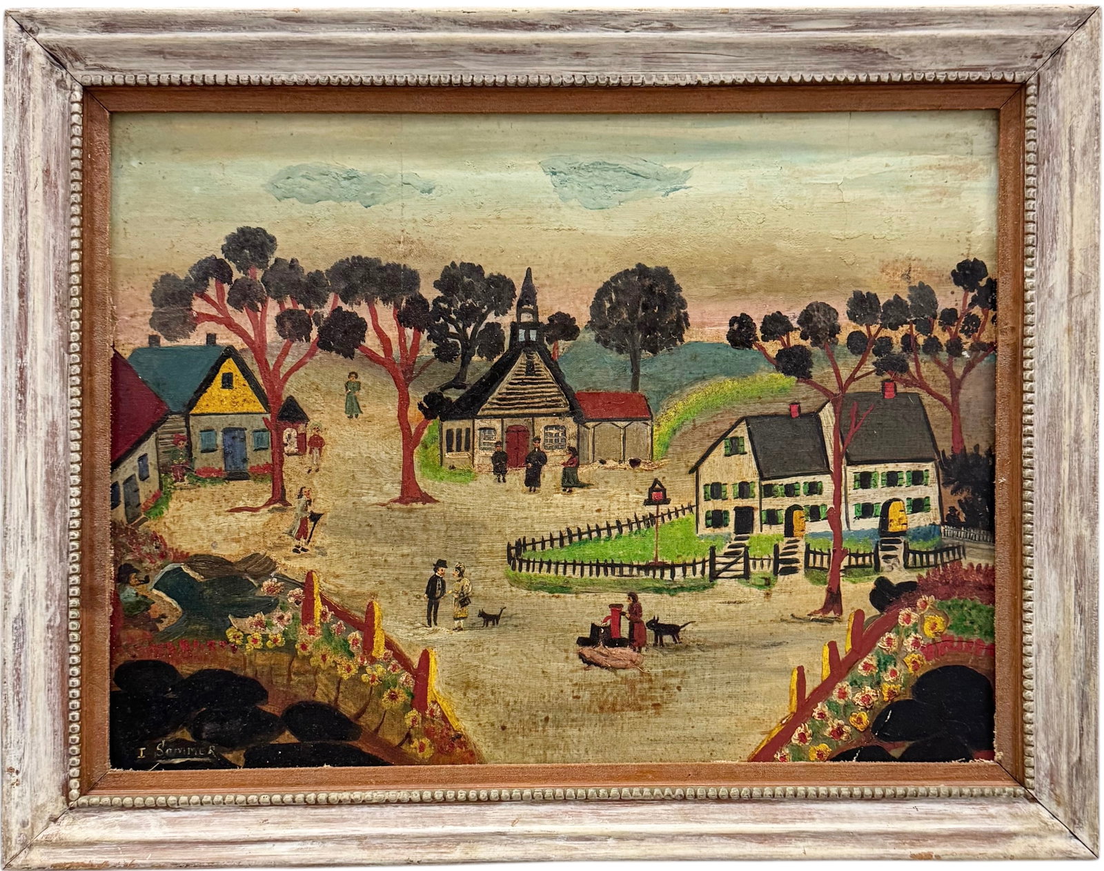 ISIDOR GRANDPA SOMMER (20th c, Romanian American) Folk Art, Little School In Brooklyn (1 of 4)