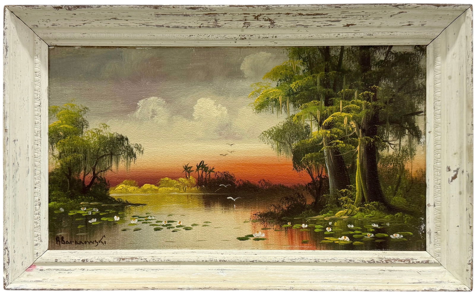 ALBIN BARANOWSKI (1874-1959, American) Florida Sunrise Landscape, Great Frame (1 of 3)