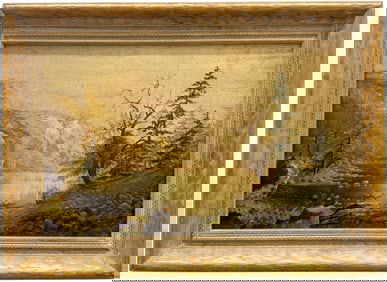 19th Century American Landscape Mirror Lake Colorado Signed With Monogram Dated