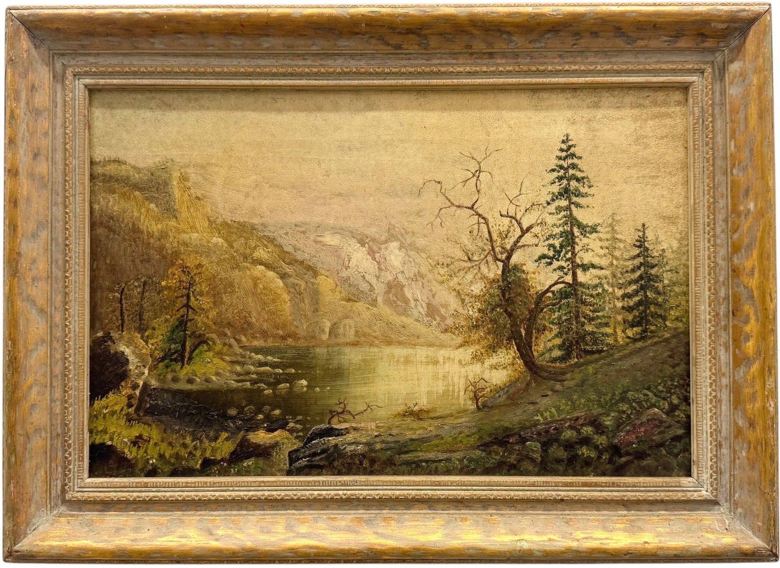 19th Century American Landscape Mirror Lake Colorado Signed With Monogram Dated (1 of 5)