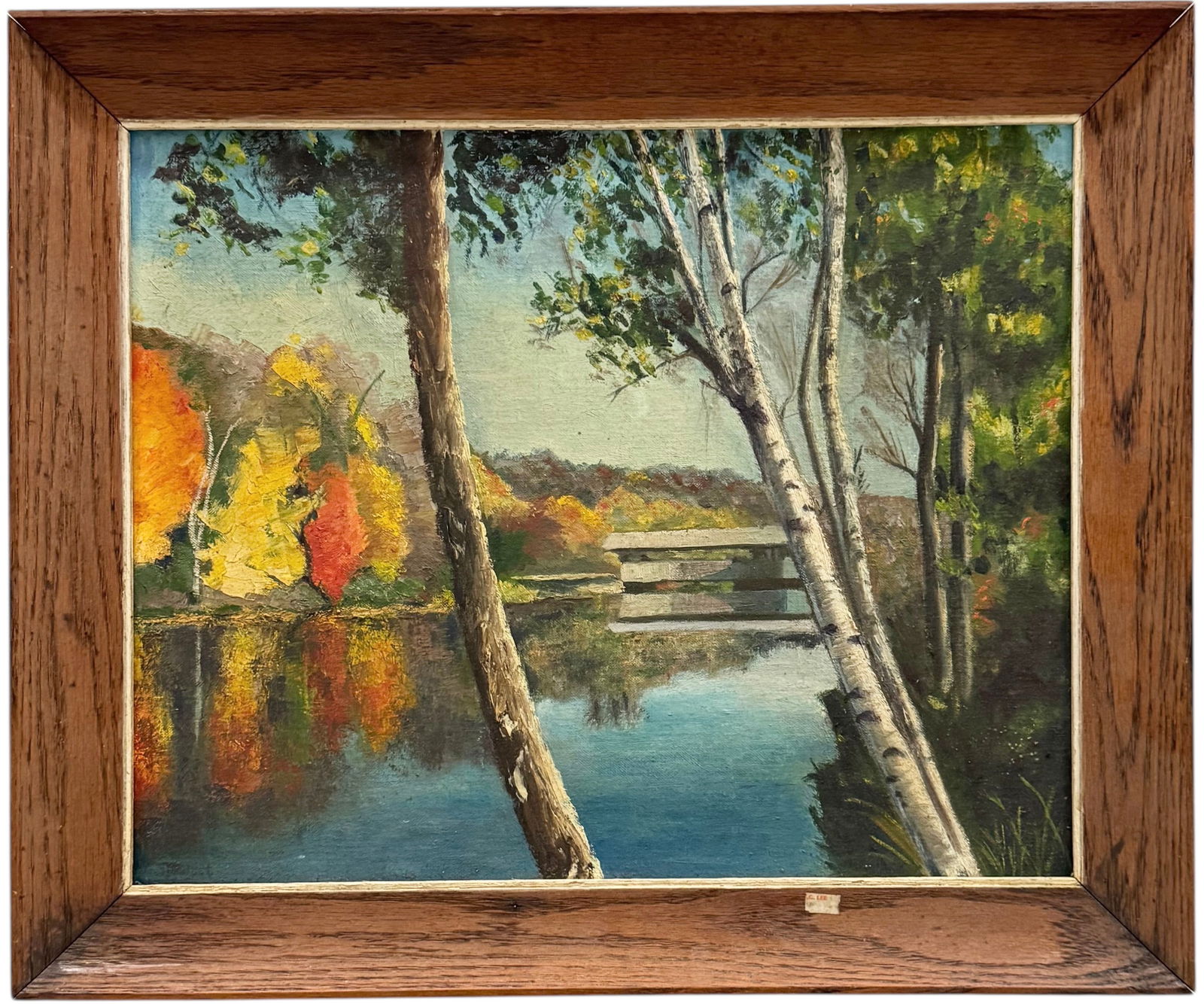 20th Century North American Fall Lake Landscape Signed Oil Painting (1 of 3)