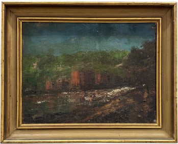 Early 20th Century American Modernist Landscape Oil Painting
