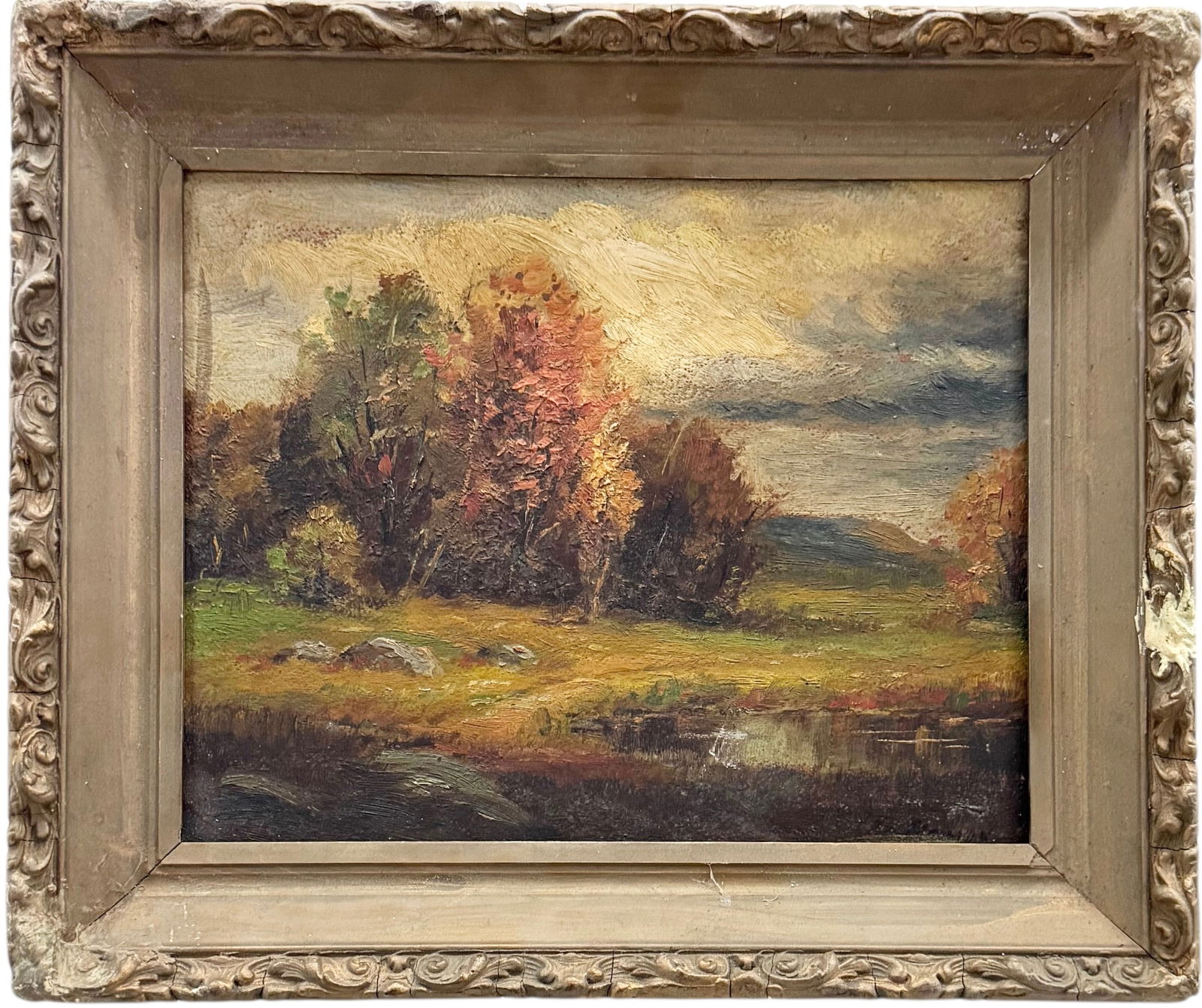 19th Century American Impressionist Landscape With Stream Signed Oil Painting (1 of 4)