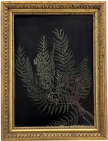 19th Century American Botanical Oil Painting In Period Frame