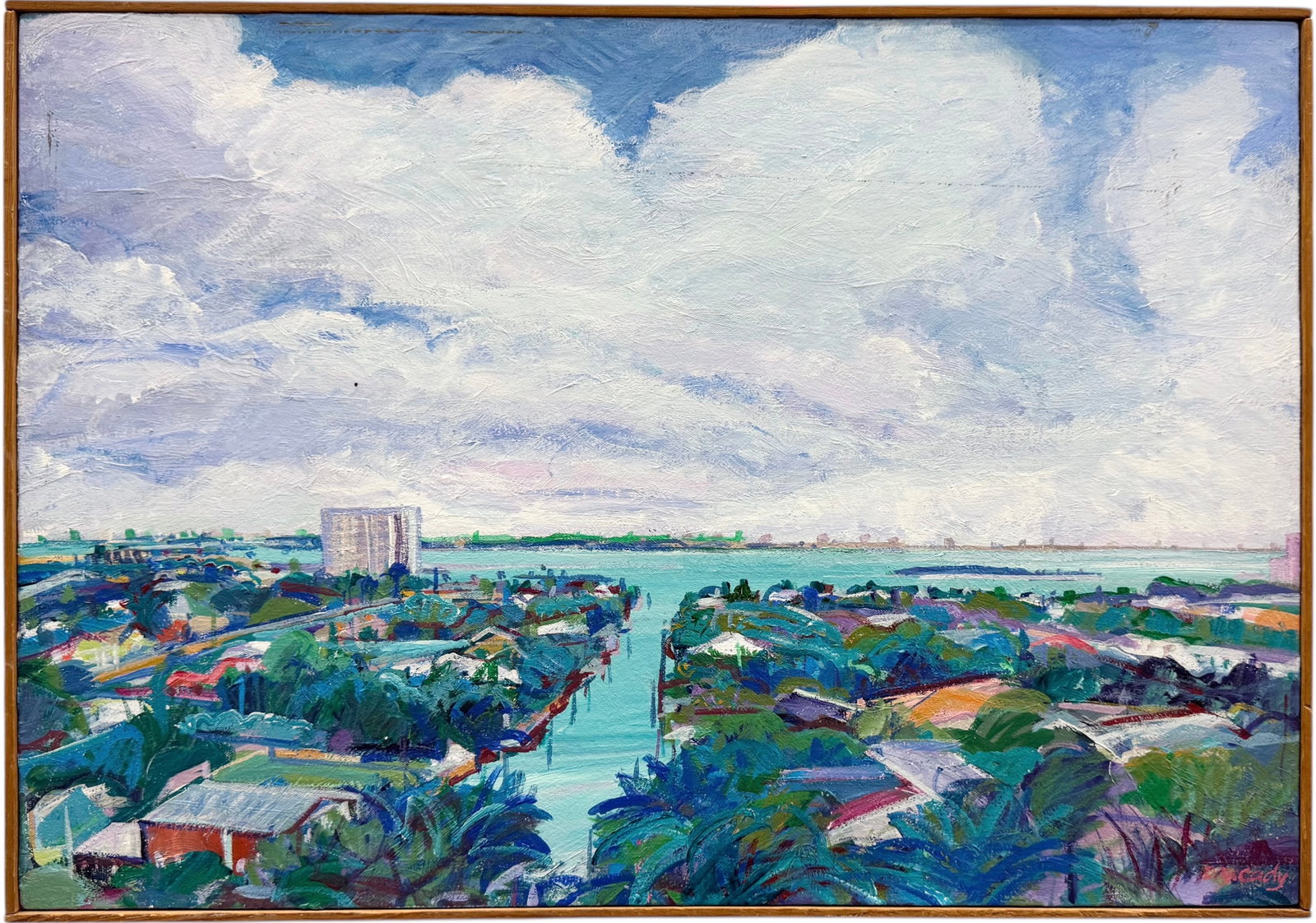 DENNIS VERN CADY (b. 1944, American) Oregon Artist, Harbor Scene: Oil on canvas 26 1/4 x 18 1/4 in. Domestic Flat Shipping Price: $70