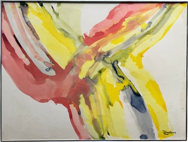 Mid-Century Modern Abstract Expressionist Painting Signed ROSENBERG