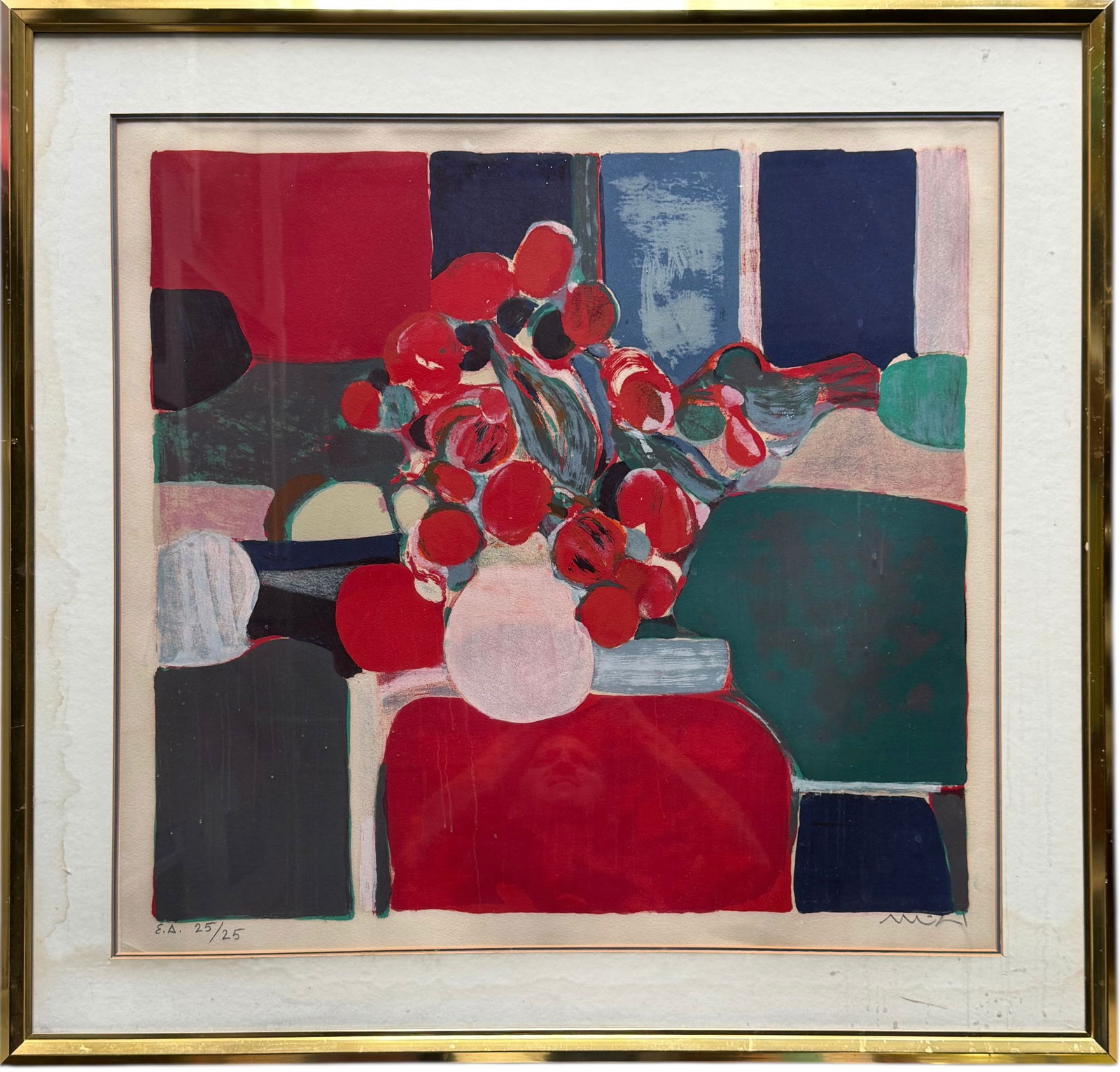 ROGER MUHL Pencil Signed Low Edition Flower Bouquet Lithograph (1 of 4)