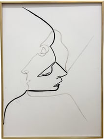 Monumental Vintage American Minimalist Double Portrait Abstract Painting