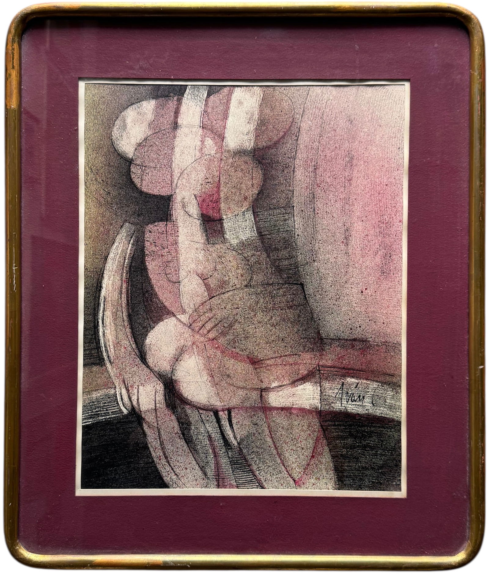 IVAN CUEVAS (b. 1930, Mexican) Nicely Framed Brutalist Abstract (1 of 3)