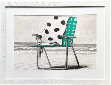 AARON FINK (b. 1955, American)  Beach Chair Pencil Signed Lithograph