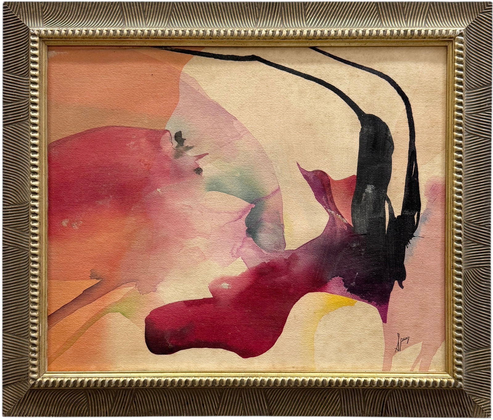 Vintage Abstract Expressionist Mixed Media Signed Painting (1 of 3)