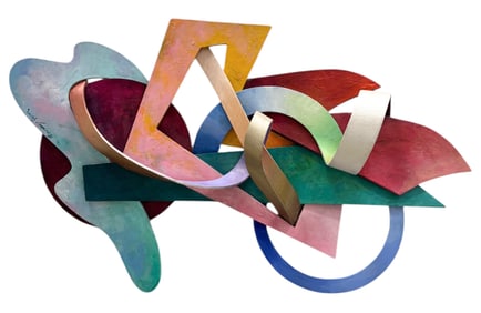 JONAS GERARD (20th c, American) Large 3D Painted Post Modern Wood Wall Sculpture