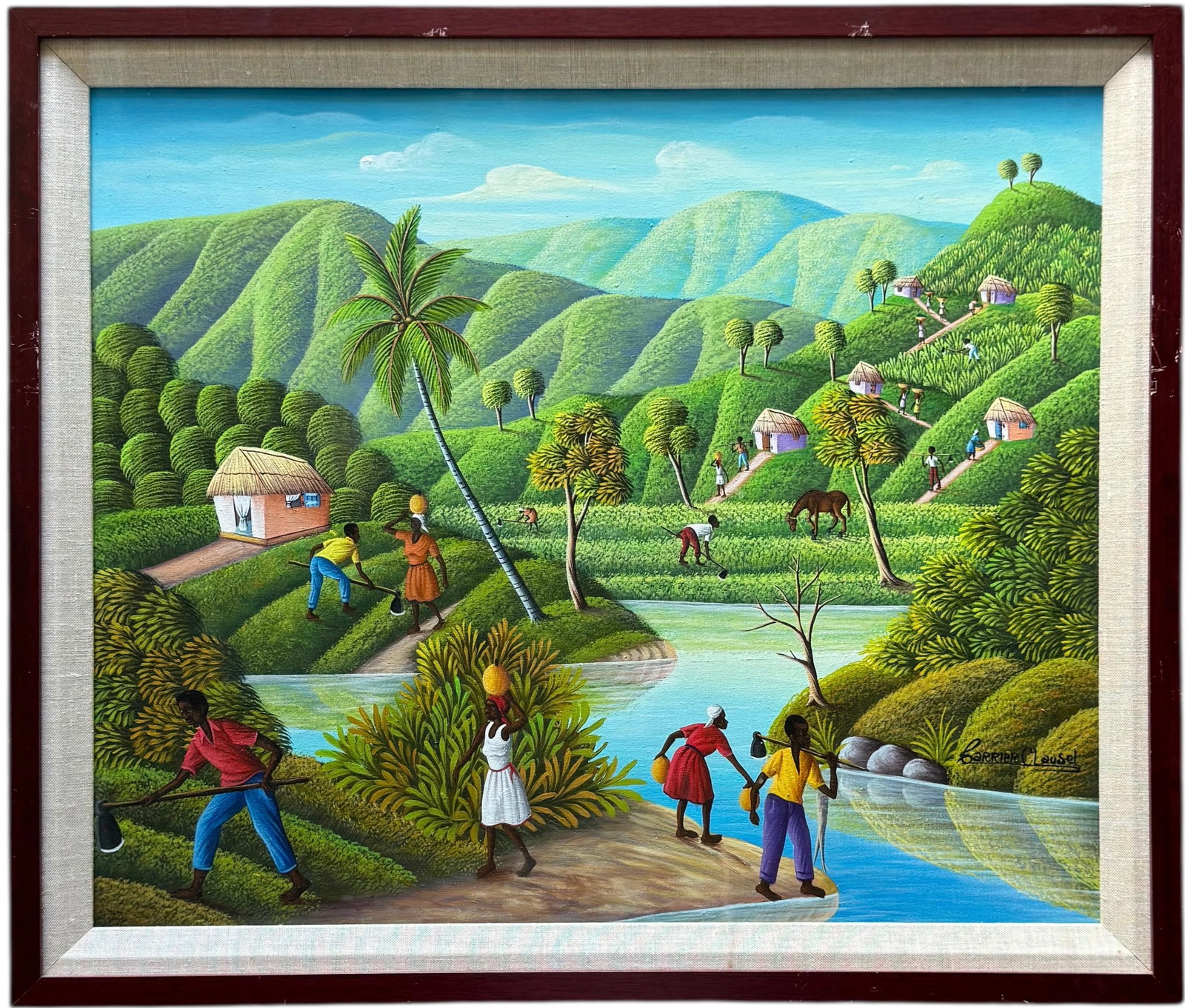 CARRIER CLAUSEL (20th c, Haitian): Oil on canvas 24 x 20 in, 27 x 23 in (framed). Domestic Flat Shipping Price: $80