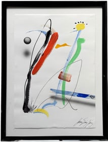 Nicely Framed Cuban School Signed Acrylic Abstract Painting