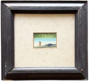 Interesting Small Early Modernist Watercolor Signed With Monogram