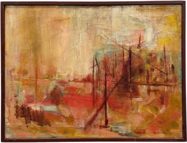 SHELIA COHEN (20th c, American) Mid-Century Abstract Painting Dated 1961