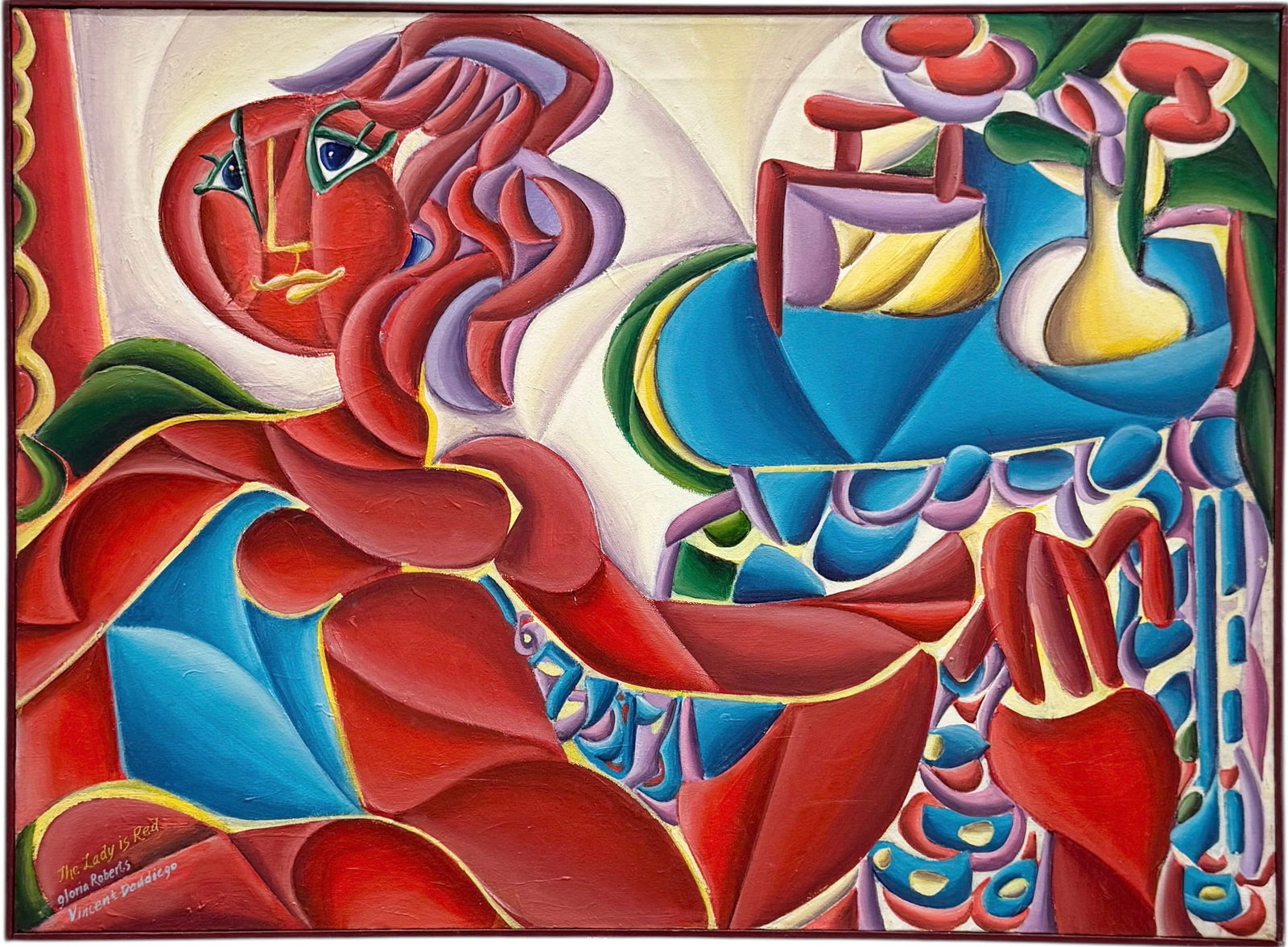 GLORIA ROBERTS (20th c, American) "The Lady Is Red", North Carolina Artist (1 of 4)