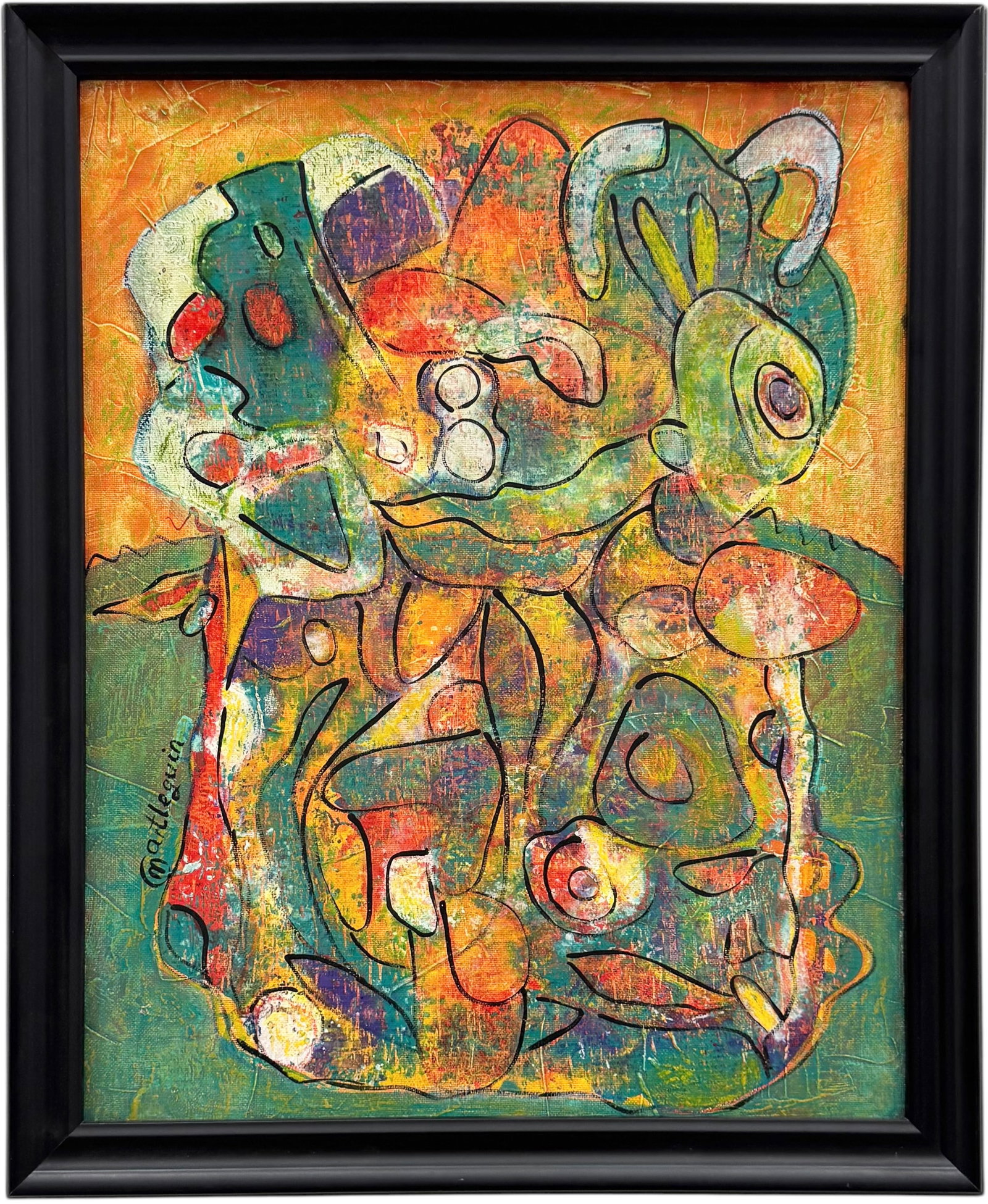 MARCELA MATEESCU Romanian American Abstract, Florida Artist: Oil on board 23 x 19 in (framed). Domestic Flat Shipping Price: $55