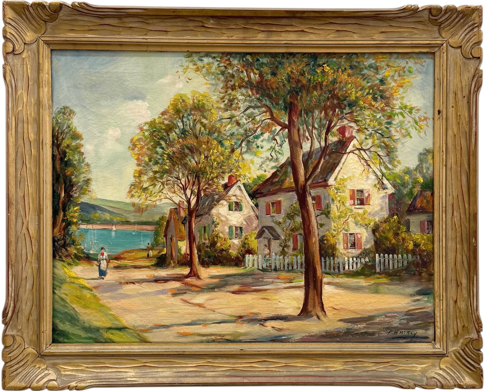 FH McKAY (1911-2001, American) Provincetown Street: Oil painting on canvas 26 x 20 in, 31 1/2 x 25 1/2 in (framed). Domestic Flat Shipping Price: $90